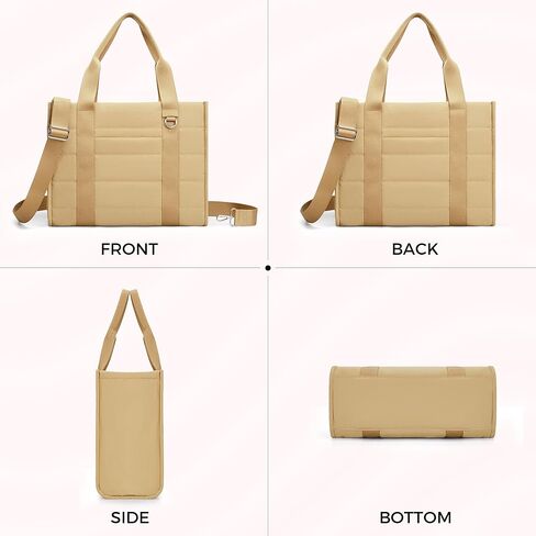 Travel Tote Bag for Women Work Puffer Laptop Crossbody Bags with Zipper Quilted Gym Tote Nylon Purse Shoulder Handbags in Kuwait