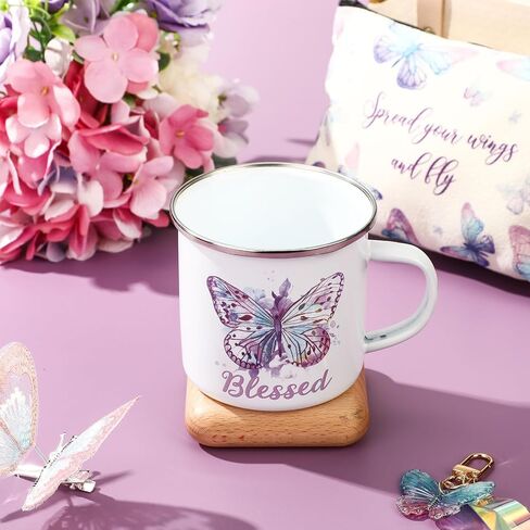 Animal Lover Gifts for Women Mother's Day Animal Themed Gifts for Mom Include Canvas Tote Bag, Makeup Bag, Socks, Keychain, Enamel Mug, Small Figurines(Butterfly) in Kuwait