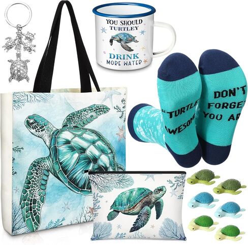Animal Lover Gifts for Women Mother's Day Animal Themed Gifts for Mom Include Canvas Tote Bag, Makeup Bag, Socks, Keychain, Enamel Mug, Small Figurines(Butterfly) in Kuwait
