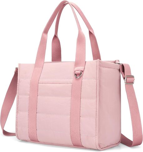 Travel Tote Bag for Women Work Puffer Laptop Crossbody Bags with Zipper Quilted Gym Tote Nylon Purse Shoulder Handbags in Saudi Arabia