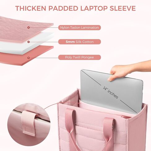 Travel Tote Bag for Women Work Puffer Laptop Crossbody Bags with Zipper Quilted Gym Tote Nylon Purse Shoulder Handbags in Saudi Arabia