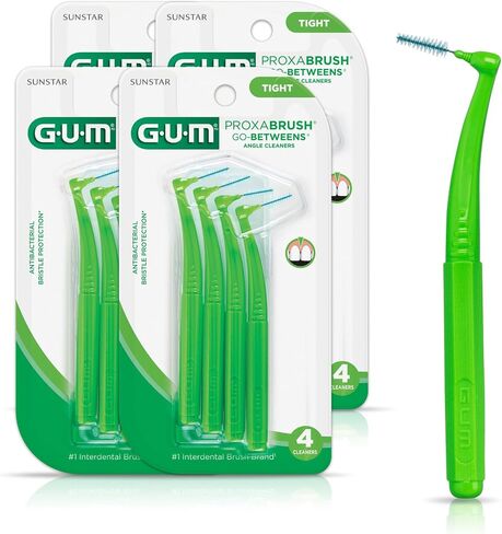 GUM Proxabrush Go-Betweens - Angled- Interdental Brushes - Soft Bristled Dental Picks for Plaque Removal Health - Safe for Braces & Dental Devices, 4ct (4pk) in Saudi Arabia