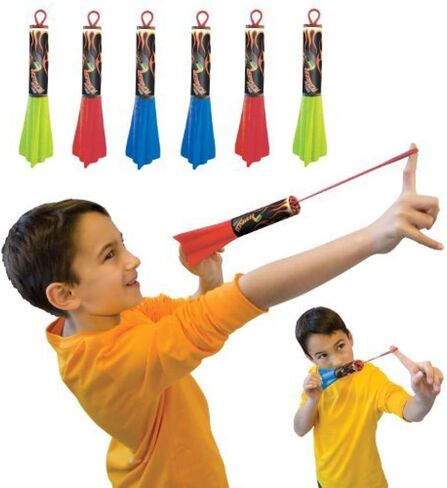 Pump Rocket Finger Flingers 3-Pack, Includes Total of 6 Rubberband Flying Foam Rockets in Kuwait
