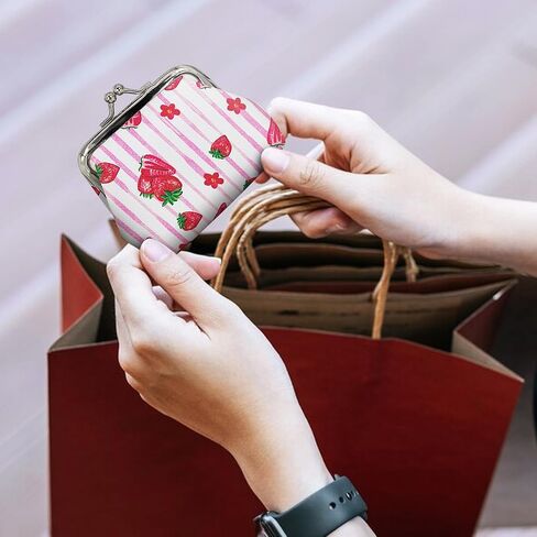 2pcs محفظة عملة معدنية ، حقيبة محفظة حقيبة عملة من الجلد للنساء والفتيات ، محفظة تغيير مضغوطة مع قفل القبلة للتغيير ، الإيصالات ، المفاتيح (النمط 2) in Kuwait