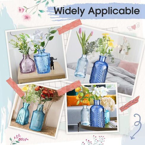 Yaomiao Vases Bulk Colored Flower Glass Vases Bud Vintage Colored Glass Bottles Colorful Rustic Embossed for Home Wedding Table Decorations Gifts (Pink Series,30 Pcs) in Saudi Arabia