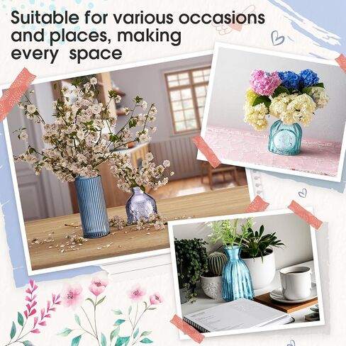 Yaomiao Vases Bulk Colored Flower Glass Vases Bud Vintage Colored Glass Bottles Colorful Rustic Embossed for Home Wedding Table Decorations Gifts (Pink Series,30 Pcs) in Saudi Arabia