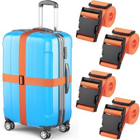 Luggage Straps - Orange, 78" Long, 2 Inches Wide, 4 Pack - Adjustable Nylon Belt for Travel Suitcases & Bags - by Mifflin-USA