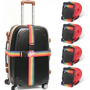 Adjustable Luggage Straps for Suitcases – 4 Pack Bright Colors, Quick-Release Buckle, Secure Travel Luggage Strap for Easy Identification and Safety(Iridescent)