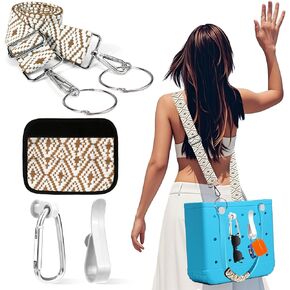 Strap for Bogg Bag Accessories – Adjustable Shoulder Crossbody Straps with Handle Wrap, Keychains, Charms Compatible with Bogg Bag Original All Models, Boho Decorative for Beach Tote Bag Blue