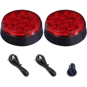 2PCS Caution Lights, Rechargeable Strobe Lights,Wireless Trailer Lights, Beacon strobe light,Red Flashing Warning Emergency beacon lights with Magnetic for Trucks Trailer Bus Tracto
