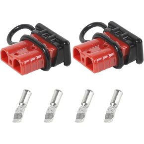 2PCS Wire Connectors, 50A 12V-36V Battery Quick Connect Disconnect Plug Kit, Wire Harness Connector Plug Kit for 6-12 Gauge Cables, for Car Bike ATV Winches Lifts Motors More (Red)