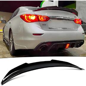Rear Trunk Spoiler Wing Fit for Infiniti Q50/ Q50S/ 2.0t/ 3.0t/ Luxe/Premium 2014-2024 4-Door Sedan, Gloss Black PSM Style Decklid Lip Exterior Accessories