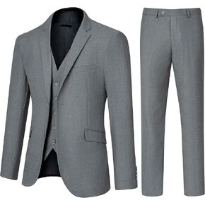 3 Pieces Mens Suit Slim Fit Suits, Two Button Notch Lapel Jacket Vest Pants with Tie for Party/Business