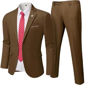 Hihawk 2 Piece Men's Slim Fit Suit, One Button Jacket and Pants with Tie, Blazer Trousers Set for Weddings Proms
