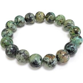 12mm African Turquoise Stretch Bracelet Round Stone Beads Semi Gemstone for Elastic Bracelet 8"