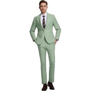 Men's Suits Slim Fit 2 Piece Suit One Button Peak Lapel Solid Suit Jacket Pant Set Tuxedo for Wedding Business Party