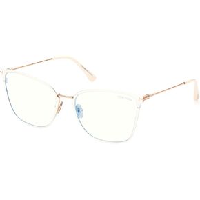 Eyeglasses Tom Ford FT 5839 -B 025 Shiny Ivory,"t" Logo/Blue Block Lenses