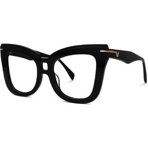 VOOGLAM Oversize Plain Glasses for Women, Clear Anti Blue Fashion Glasses Commute Thick Frames 7543