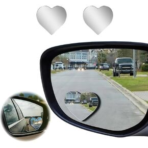 Universal Car Blind Spot Mirror – Heart-Shaped Convex Safety Mirror with Adjustable Angle – High-Visibility Shatter-Resistant Glass – Easy Stick-On Installation for Cars, SUVs, Trucks
