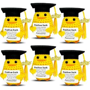 Graduation Gifts Set Class Of 2025，6 Pcs Positive Ducks With Grad Cap，Funny Gifts For High School College For Her Girls Him Boys，Handmade Inspiring Emotional Support Positive Crochet Animals (Duck)