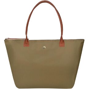 GM LIKKIE Shoulder Tote Bag for Women, Nylon Top-Handle Purse, Foldable Weekend Hobo Handbag (Dark Green)