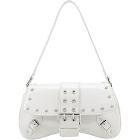 Ayliss Women's Shoulder Bag Small Purse Y2K Handbag Rivet Punk Hobo Purse with Buckle Top Handle Clutch Trendy Bag Club