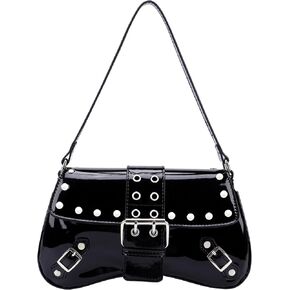 Ayliss Women's Shoulder Bag Small Purse Y2K Handbag Rivet Punk Hobo Purse with Buckle Top Handle Clutch Trendy Bag Club in Kuwait