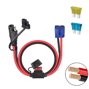 10AWG SAE to XT90 CONNECTOR Extension Cable ، مع 20A حماية فتيل للسلامة ، SAE PLUP XT90 Female Adapter Charger Cable Cable لمحطة الطاقة المحمولة للمولد الشمسي (2 قدم)