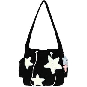 Star Crossbody Bag Women Corduroy Tote Bag Aesthetic Messenger Bag Cute Shoulder Bag Y2K Hobo Bag
