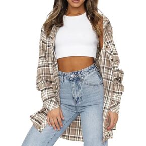 Lacozy Womens Buffalo Plaid Flaid Flaid Shirt Long Sleeve Collar Button Down Blouses Tops