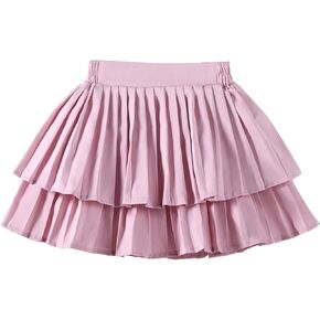 Girls Double Layer Pleated Skirt Elastic Waist Tutu Dress Kids School Uniform Skorts in Saudi Arabia