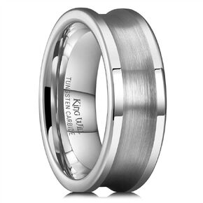 King Will 8mm Men's Wedding Band Ring Concave Silver/Black Celtic Dragon Tungsten Carbide Ring Flat Pipe Cut Edge Matte Brushed Finish Comfort Fit Size 7-14