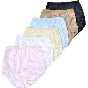Women's Underwear High Waist Nylon Brief Panties 6 Pack (Available in Plus Size)