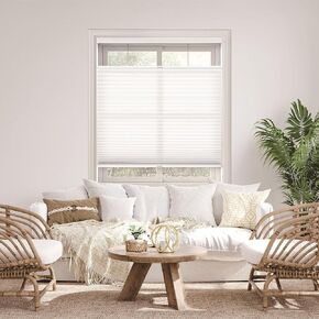 DEZ FURNISHINGS Cordless 1.5" Light Filtering Top Down Bottom Up Cellular Shade, 46.5" W x 48" H, White