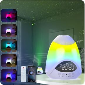 Elec3 Star Laser Lights, Galaxy Projector 16 Ambient Lamp with Timer and 16 White Noise, Bluetooth Speaker, 2 Alarm Clock Laser Star Lights for Room Decor Christmas Birthday Stress Gifts