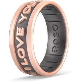 Enso Rings Star Wars Silicone Ring - Comfortable and Flexible Design - I Love You (Aurebesh) - Moonstone/Rose Gold - Size 6