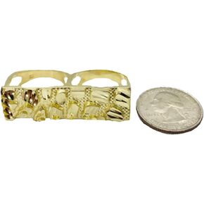 Generic Rough Textured Cookie Nugget Modern Unisex Yellow Gold Brass Ring Size 10