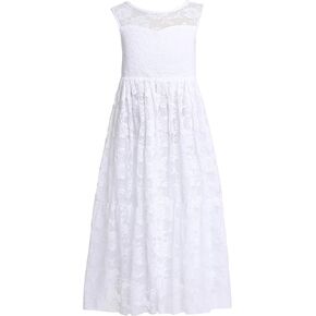 Weileenice Flower Girl Wedding Dress Sheer Back Kids Princess Bridesmaid Communion Party Prom Bohemian Maxi Lace Dresses