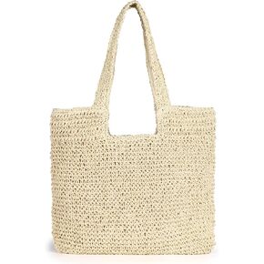 Straw Beach Bag, Women Tote Bag Woven Shoulder Bag, Handmade Large Summer Handbag Hobo Bag for Beach Picnic Vacation