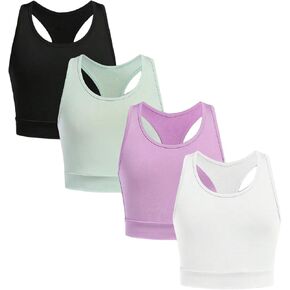 SweatyRocks Girl's 4 Pack Toiling Tank Tops Alcyfleess Crew Neck Sportic Ratheric Dorts