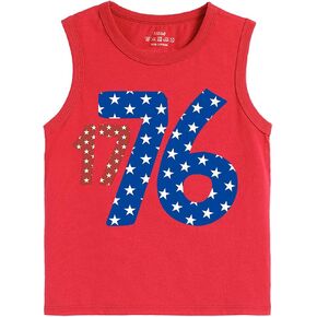 بويز فتيات 4 يوليو ، قمم دبابة القمصان الأمريكية ، العلم الأمريكي ، القمصان الوطنية للاستقلال الوطني ، قمم القطن بلا أكمام 3-10T in Kuwait