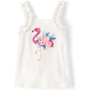Gymboree ، Girls ، و Toddler Alcylesess Fashion Top ، 12 ، White Flamingo