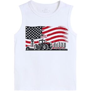 Boys Girls 4th of July Tank Tops Kids American Flag Patriotic Independence Day Shirts Sleeveless Cotton Tops 3-10T in Saudi Arabia