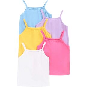 Milumia Girl's 5 Piece Spaghetti Strap Cami Top Slim Fit Fit Casual Camisole