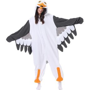 Seagull Costume Adults Onesies Unisex Pajamas Cosplay Animal Plush Homewear Halloween Jumpsuit for Men Women