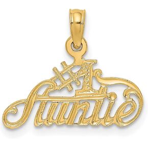 #1 AUNTIE Charm In Real 14k Yellow Gold 9 mm x 19 mm