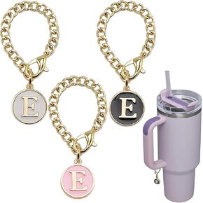 Letter Charm Accessories for Stanley Cup, 3Pcs Initial Chain Water Bottle Handle Name Id Charm for Tumbler Cups-A