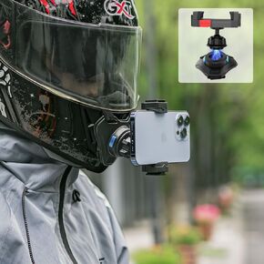 حزام حزام ذقن دراجة نارية مع حامل الهاتف ، خوذة جبل الذقن لجهاز iPhone 16 15 14 13 12 Pro Max والمزيد من الهواتف الذكية (01)