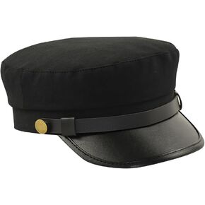 Black Chauffeur Hat Flat Beret Hat Taxi Driver Hat for Men Role Playing Hat Vintage Newsboy Hat Festival Costume Hat, Head circumference: 56-58 cm