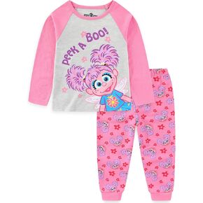 Sesame Street Abby Cadabby Girls 2 Piece Long Sleeve Shirt and French Terry Pants Set for Infant Toddler and Little Kids